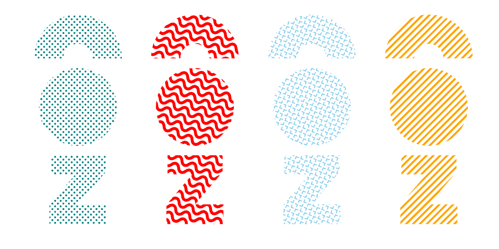 example using createTexture to make vector patterns for filling & stroking paths