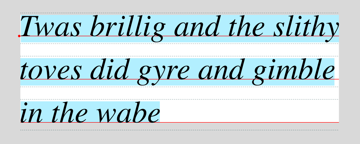 example using measureText to draw bounds of individual lines of text